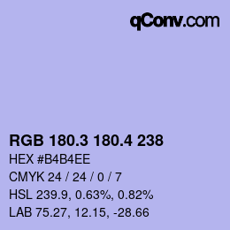カラーコード: RGB 180.3 180.4 238 | qconv.com