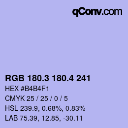 カラーコード: RGB 180.3 180.4 241 | qconv.com