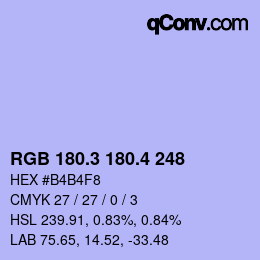カラーコード: RGB 180.3 180.4 248 | qconv.com
