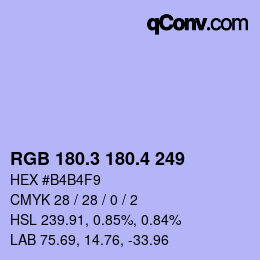 カラーコード: RGB 180.3 180.4 249 | qconv.com