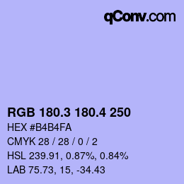 カラーコード: RGB 180.3 180.4 250 | qconv.com