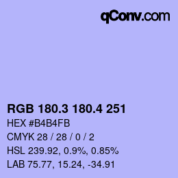 カラーコード: RGB 180.3 180.4 251 | qconv.com