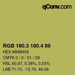 カラーコード: RGB 180.3 180.4 89 | qconv.com