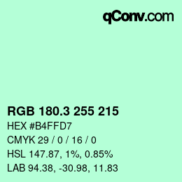 カラーコード: RGB 180.3 255 215 | qconv.com