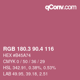 カラーコード: RGB 180.3 90.4 116 | qconv.com
