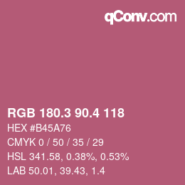 カラーコード: RGB 180.3 90.4 118 | qconv.com