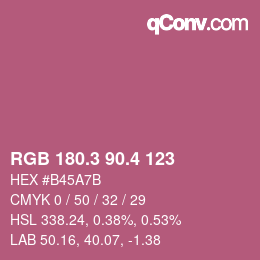 カラーコード: RGB 180.3 90.4 123 | qconv.com