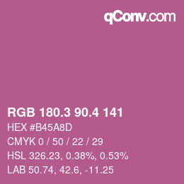 カラーコード: RGB 180.3 90.4 141 | qconv.com
