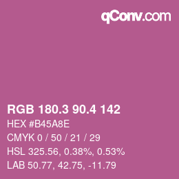 カラーコード: RGB 180.3 90.4 142 | qconv.com