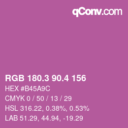 カラーコード: RGB 180.3 90.4 156 | qconv.com
