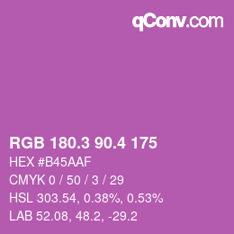 カラーコード: RGB 180.3 90.4 175 | qconv.com