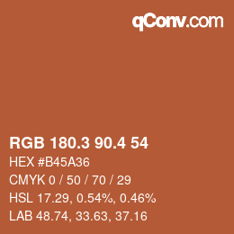 カラーコード: RGB 180.3 90.4 54 | qconv.com