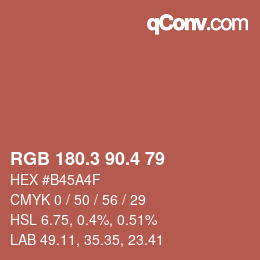 カラーコード: RGB 180.3 90.4 79 | qconv.com