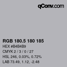 Color code: RGB 180.5 180 185 | qconv.com