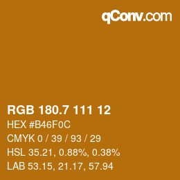 カラーコード: RGB 180.7 111 12 | qconv.com