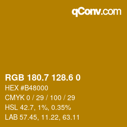 カラーコード: RGB 180.7 128.6 0 | qconv.com