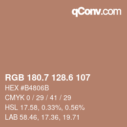 カラーコード: RGB 180.7 128.6 107 | qconv.com