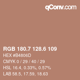 カラーコード: RGB 180.7 128.6 109 | qconv.com