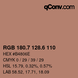 カラーコード: RGB 180.7 128.6 110 | qconv.com