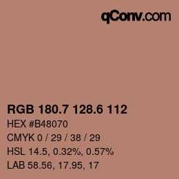 カラーコード: RGB 180.7 128.6 112 | qconv.com