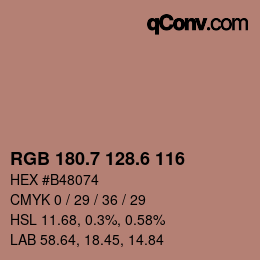 カラーコード: RGB 180.7 128.6 116 | qconv.com