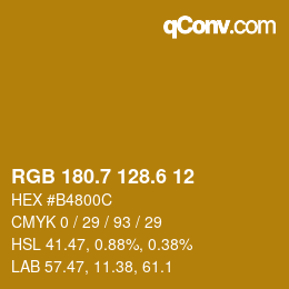 カラーコード: RGB 180.7 128.6 12 | qconv.com
