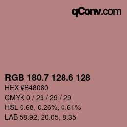 カラーコード: RGB 180.7 128.6 128 | qconv.com