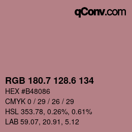 カラーコード: RGB 180.7 128.6 134 | qconv.com