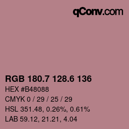 カラーコード: RGB 180.7 128.6 136 | qconv.com