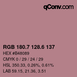 カラーコード: RGB 180.7 128.6 137 | qconv.com