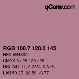 カラーコード: RGB 180.7 128.6 145 | qconv.com