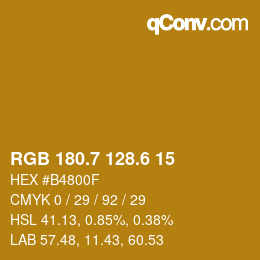カラーコード: RGB 180.7 128.6 15 | qconv.com
