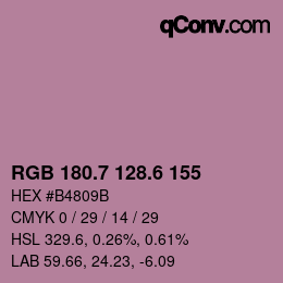 カラーコード: RGB 180.7 128.6 155 | qconv.com