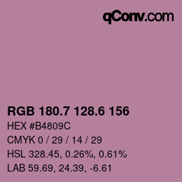 カラーコード: RGB 180.7 128.6 156 | qconv.com