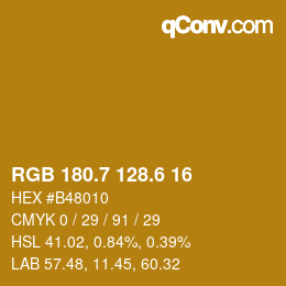 カラーコード: RGB 180.7 128.6 16 | qconv.com