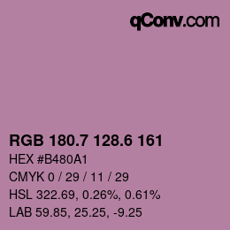 カラーコード: RGB 180.7 128.6 161 | qconv.com