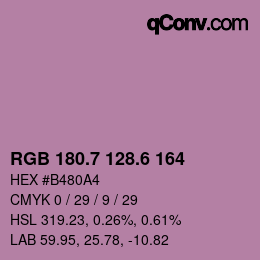 カラーコード: RGB 180.7 128.6 164 | qconv.com