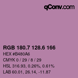 カラーコード: RGB 180.7 128.6 166 | qconv.com