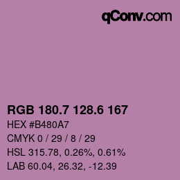 カラーコード: RGB 180.7 128.6 167 | qconv.com