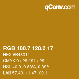 カラーコード: RGB 180.7 128.6 17 | qconv.com