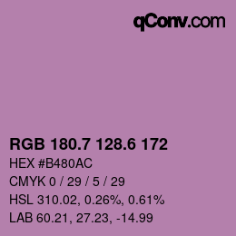 カラーコード: RGB 180.7 128.6 172 | qconv.com
