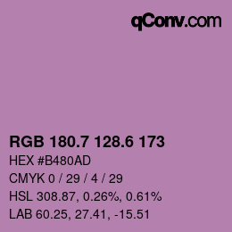 カラーコード: RGB 180.7 128.6 173 | qconv.com