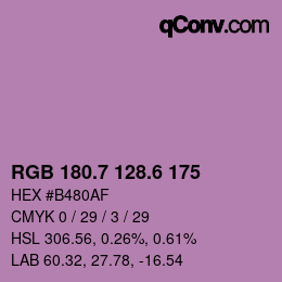 カラーコード: RGB 180.7 128.6 175 | qconv.com