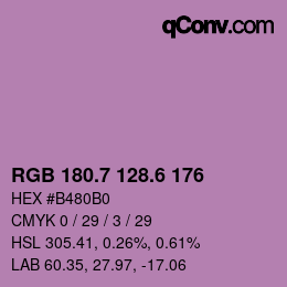 カラーコード: RGB 180.7 128.6 176 | qconv.com