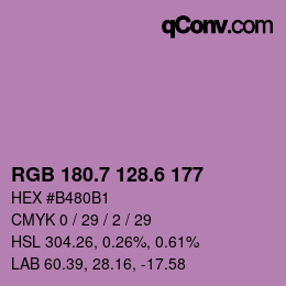 カラーコード: RGB 180.7 128.6 177 | qconv.com