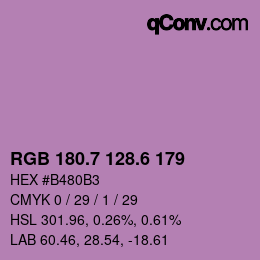 カラーコード: RGB 180.7 128.6 179 | qconv.com