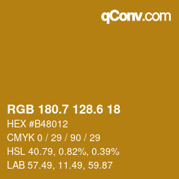 カラーコード: RGB 180.7 128.6 18 | qconv.com