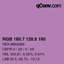 カラーコード: RGB 180.7 128.6 180 | qconv.com