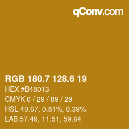 カラーコード: RGB 180.7 128.6 19 | qconv.com