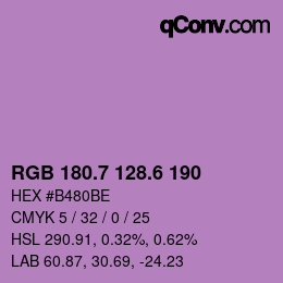 カラーコード: RGB 180.7 128.6 190 | qconv.com